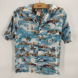 Caribbean Joe brand Hawaiian tropical print button-down shirt Mens Medium